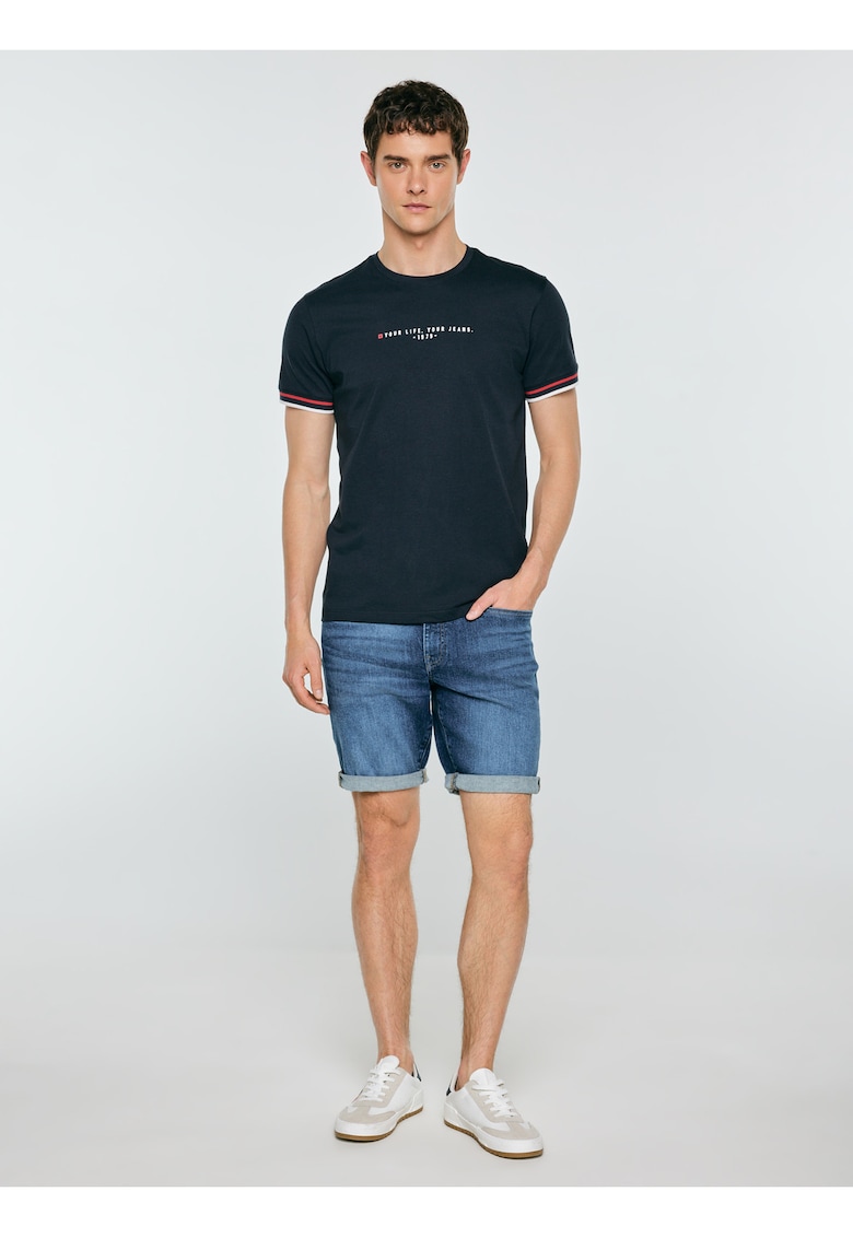 Tricou barbat Bortor 403 finisaj contrastant - bleumarin - tricot