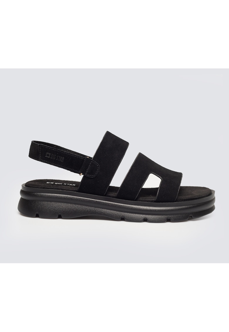Sandale flatform din piele intoarsa