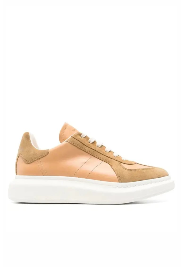 Brown Beige Oversized leather Retro sneakers - Maro/Bej