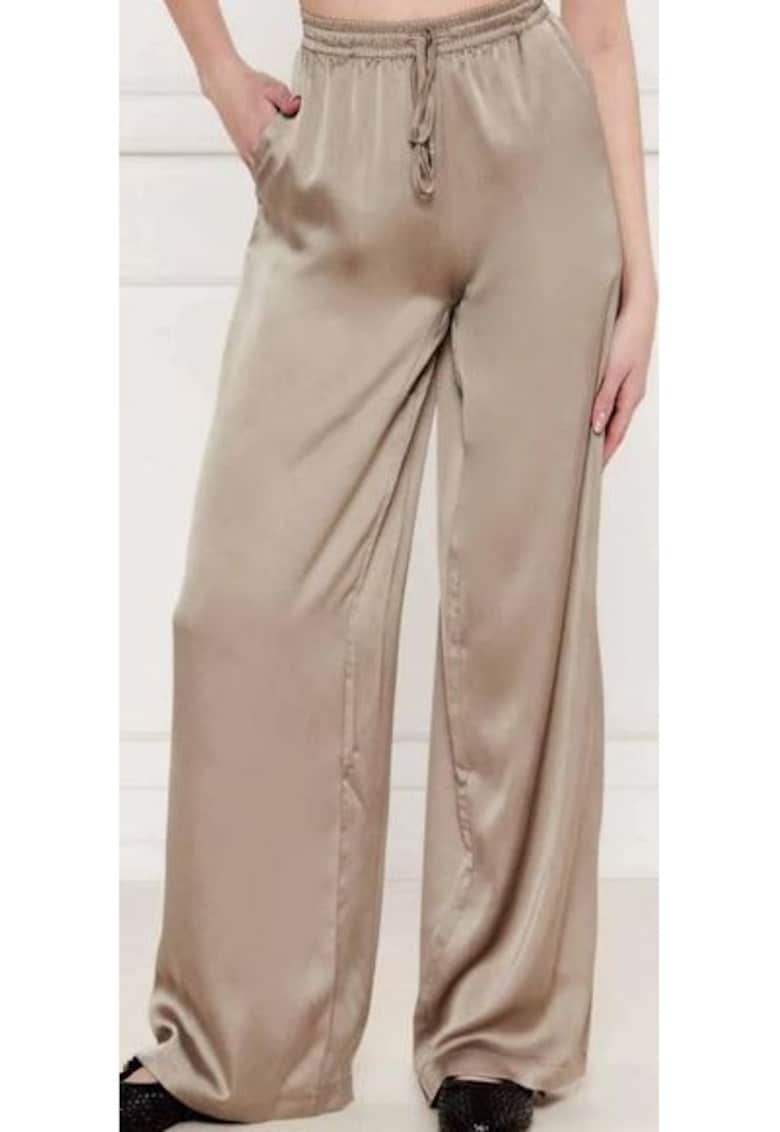 Pantaloni satinati cu talie ajustabila