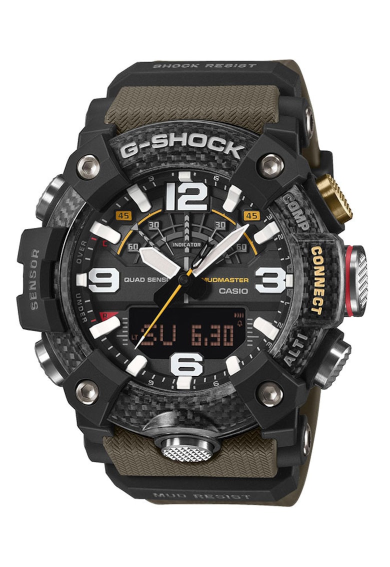 Ceas barbati Mudmaster Bluetooth - caracteristici multiple - culoare khaki - dimensiuni 10x10x10cm