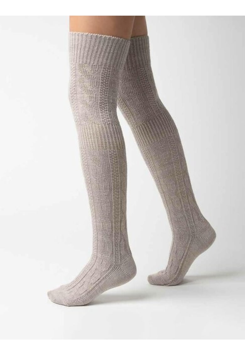 Jambiere lana bej peste genunchi S089-010 - Bej