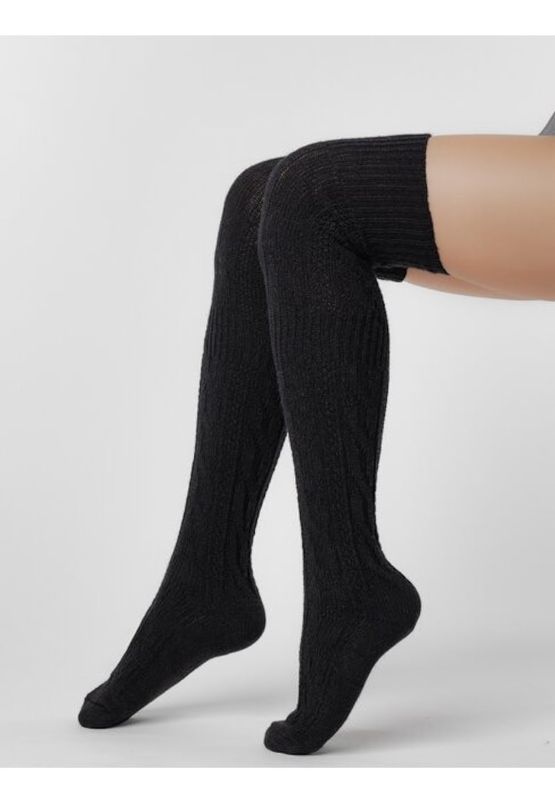 Jambiere lana negre peste genunchi S089-015 - Negru