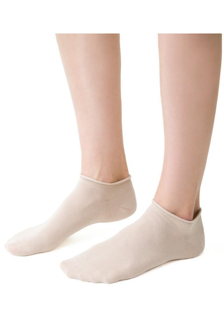 Sosete bumbac scurte fara presiune S041 - Bej deschis