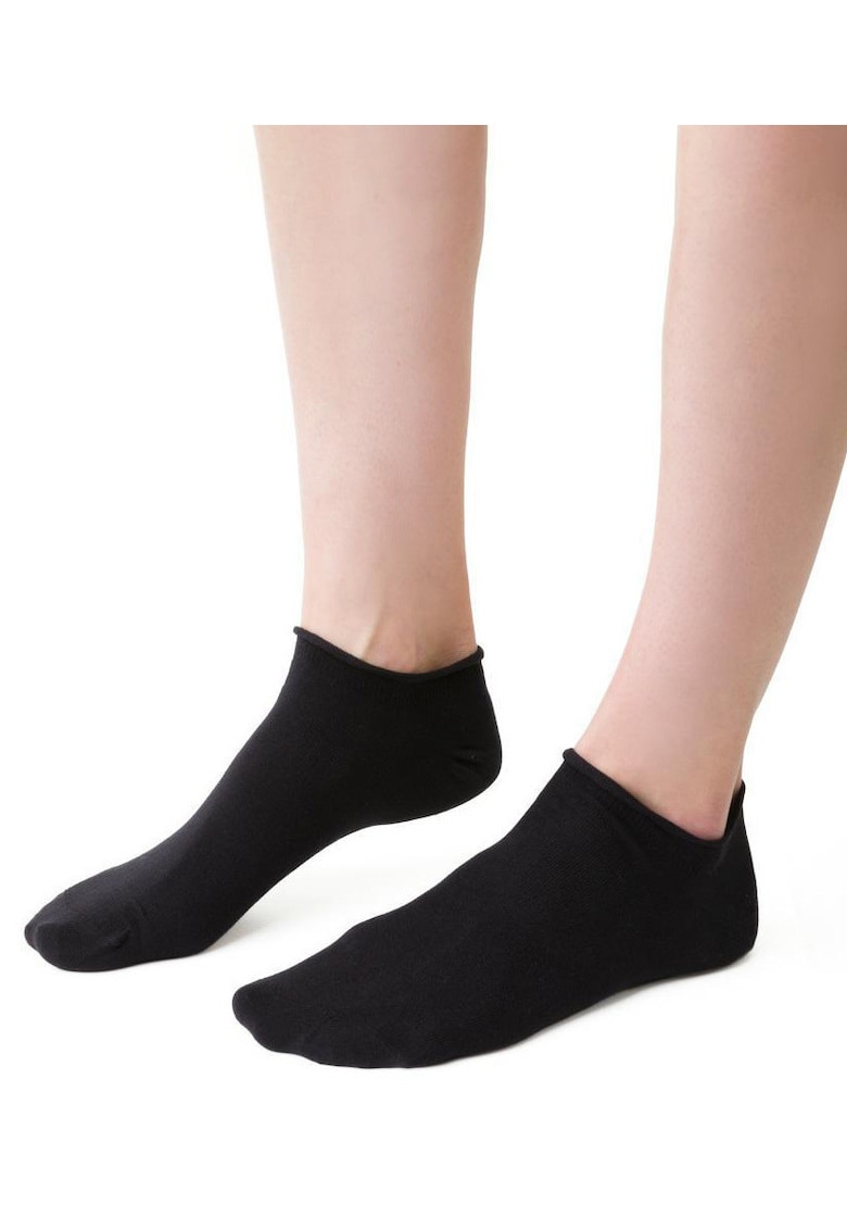 Sosete bumbac scurte fara presiune S041 - Negru