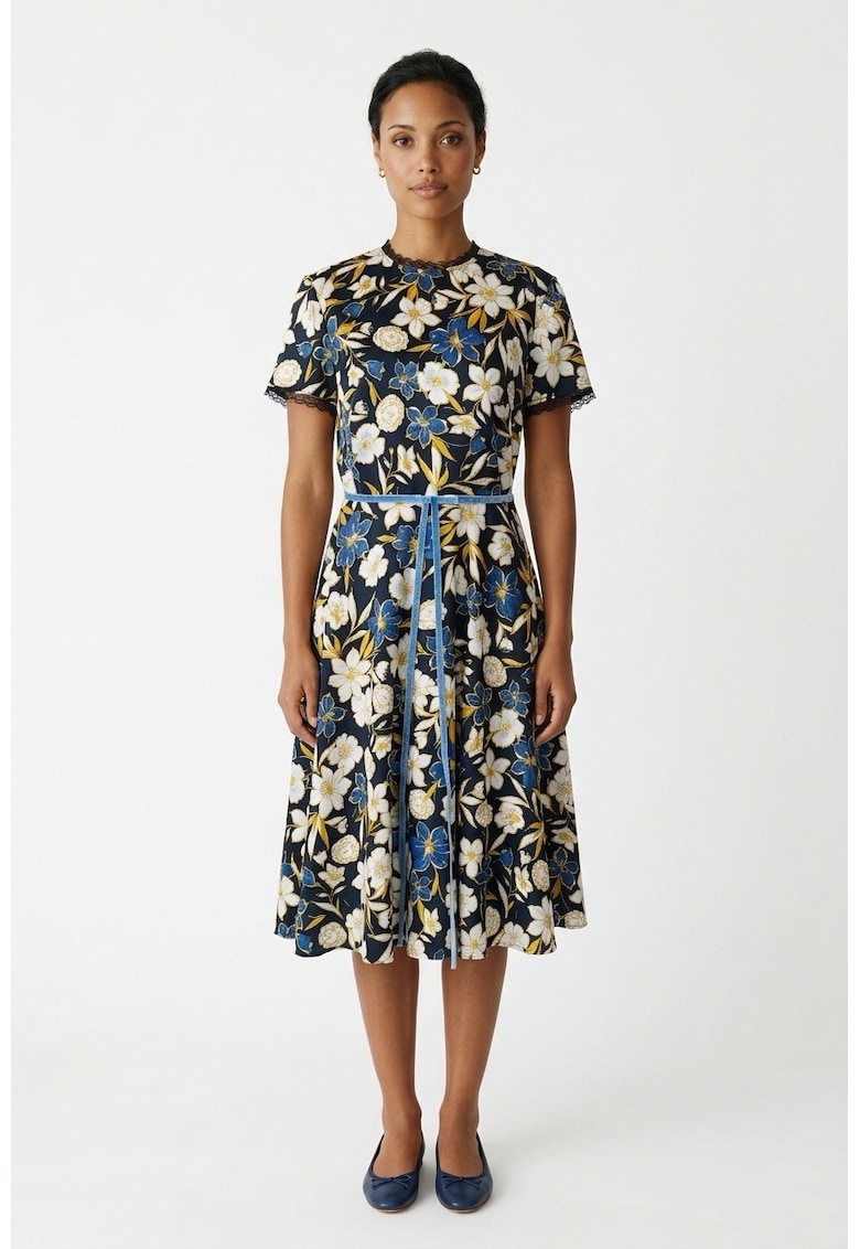 Rochie midi cu model floral Leandra
