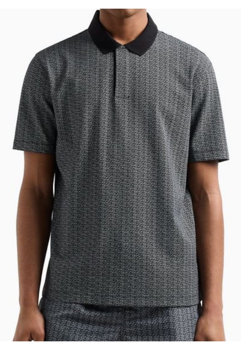 Tricou polo cu detalii contrastante -
