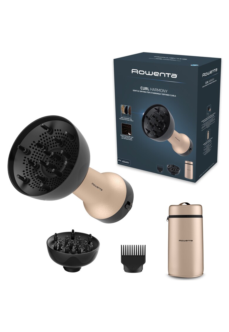 Uscator de par Curl Harmony 3 in 1 - 700 W - 2 trepte de viteza si temperatura - 2 difuzoare - generator de ioni - grila detasabila - geanta depozitare - crem & negru