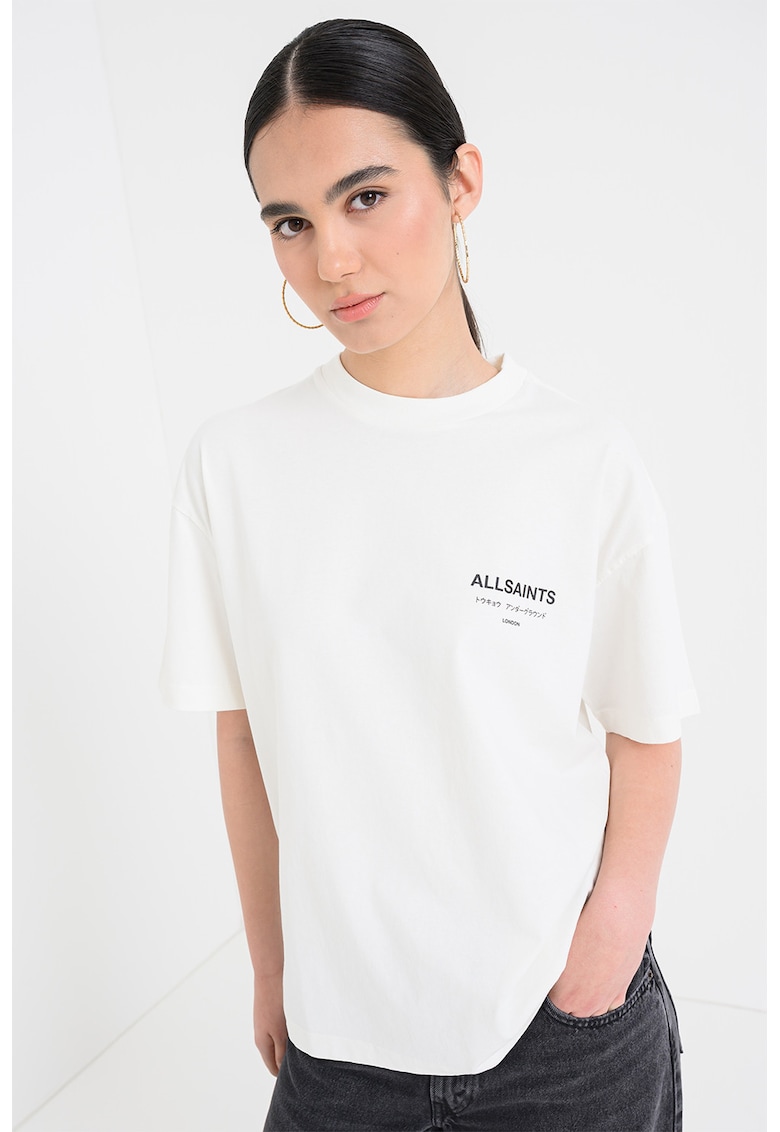 Tricou din bumbac organic cu imprimeu pe partea din spate Underground Etta - Alb/Negru