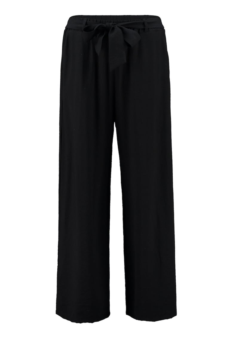 Pantaloni drepti cu un cordon in talie - Negru