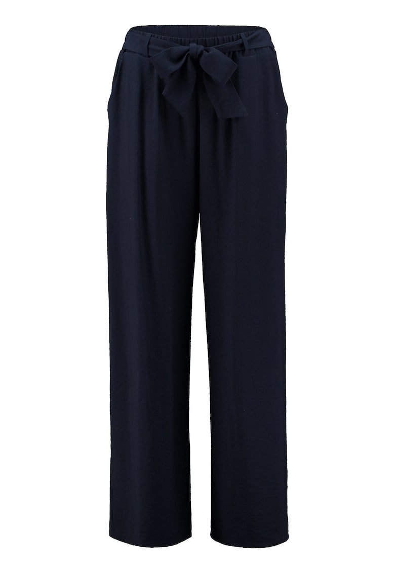 Pantaloni drepti cu un cordon in talie - Bleumarin