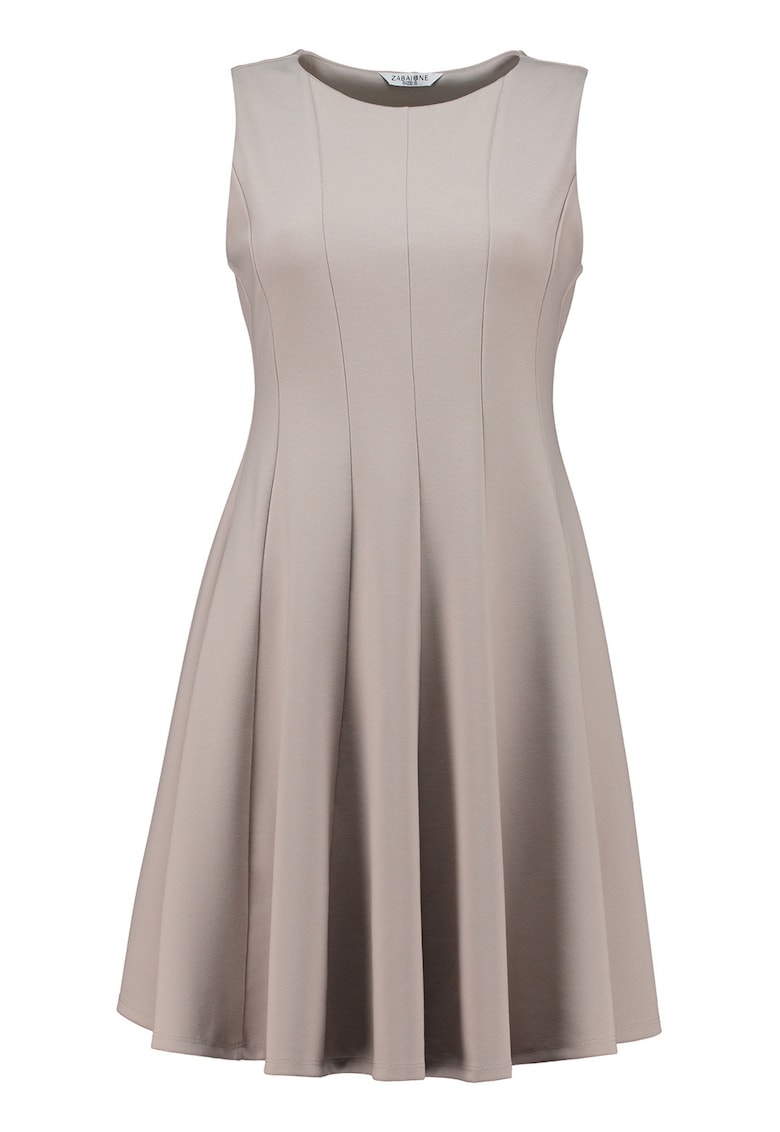 Rochie evazata cu decolteu rotund - Maro taupe deschis