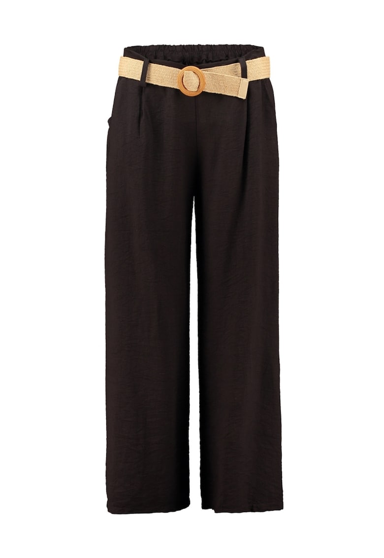 Pantaloni uni cu curea in talie - Maro inchis
