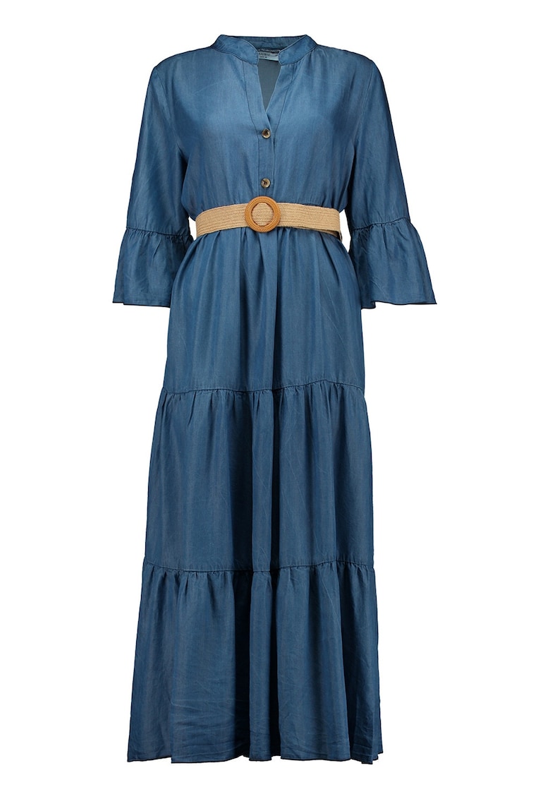 Rochie maxi cu o curea in talie - Albastru inchis