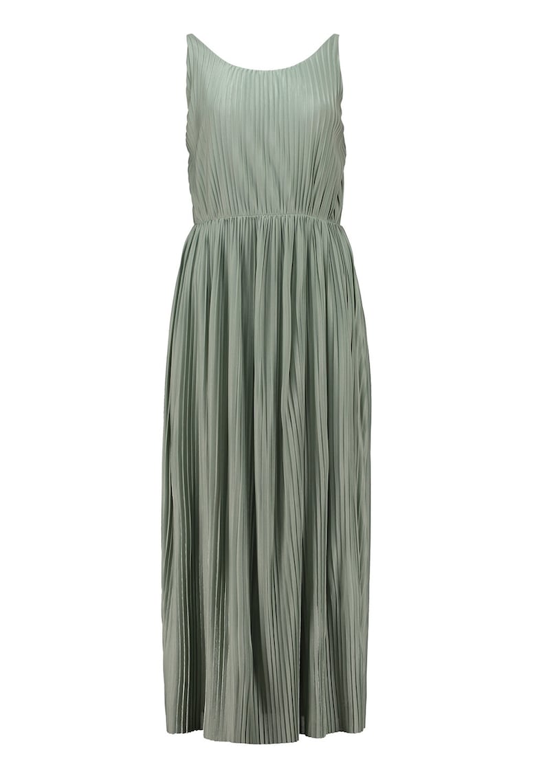 Rochie plisata cu bretele ajustabile - Verde stins