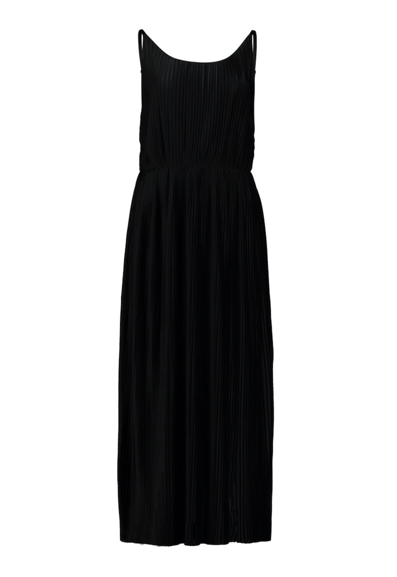 Rochie plisata cu bretele ajustabile - Negru