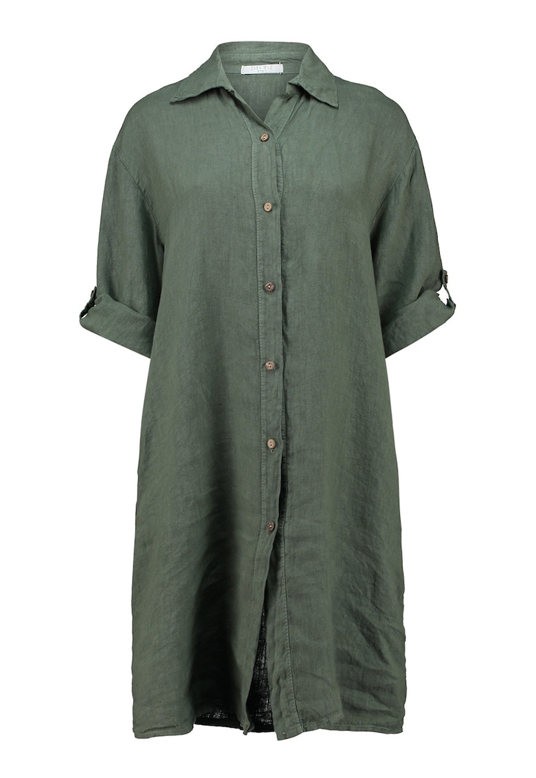 Rochie-camasa din in - Kaki