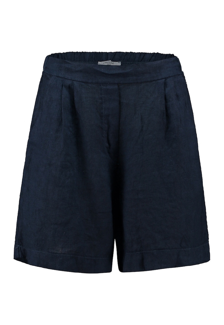 Pantaloni scurti de in cu talie inalta - Bleumarin