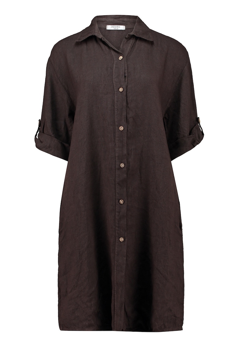 Rochie-camasa din in - Maro pamantiu