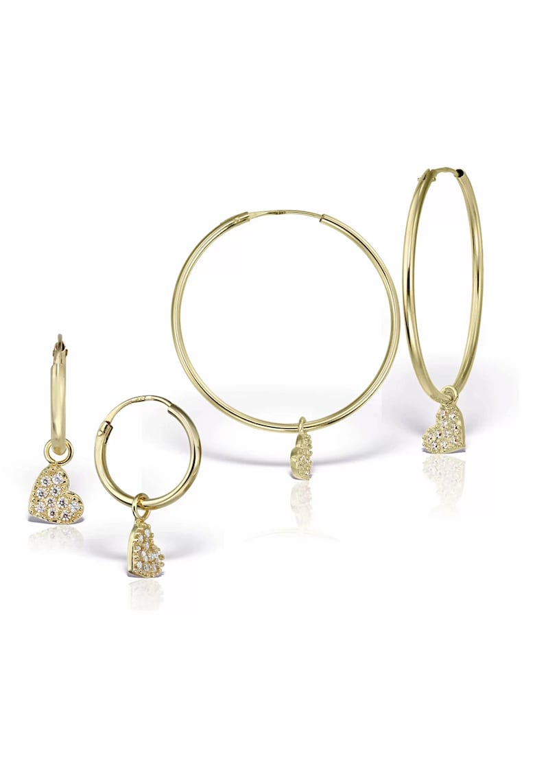Cercei mama fiica set creole - aur 14 KT - pandantiv detasabil