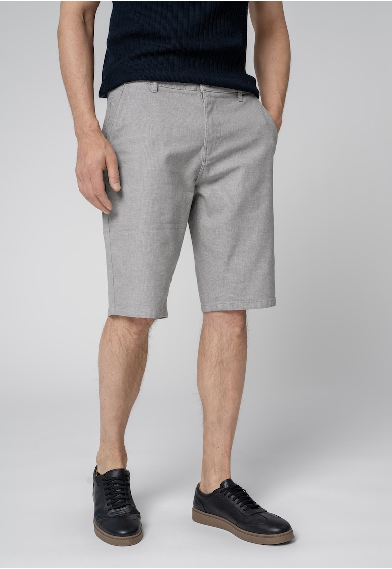 Pantaloni scurti barbati din bumbac - cu buzunare - Comfort Fit - P-Shad - gri - Gri