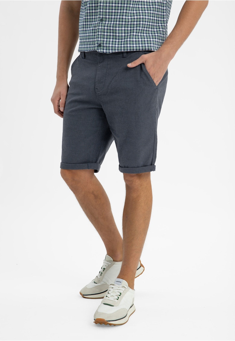 Pantaloni scurti barbati din bumbac - cu buzunare - Comfort Fit - P-Shad - denim - Albastru denim