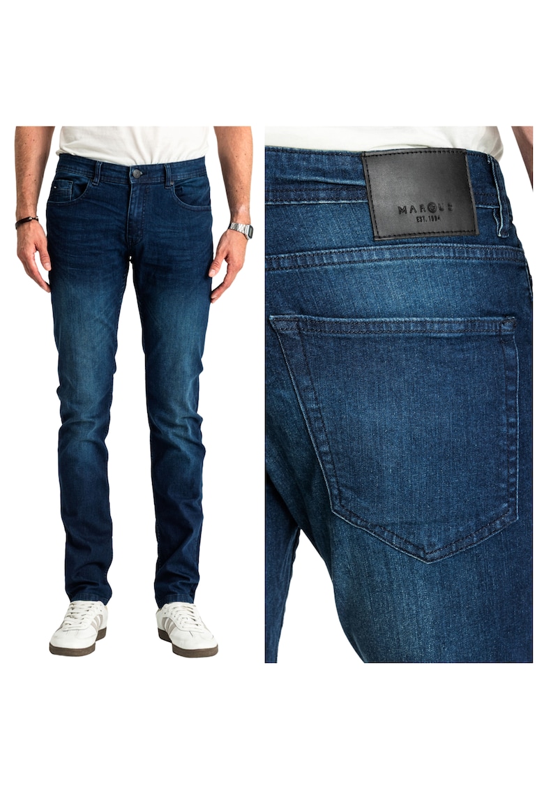 Blugi Barbati - Felix - Regular Fit - Talie Media - Fermoar - Lungi - 5 Buzunare - Bumbac - W32-L34 US - Albastru