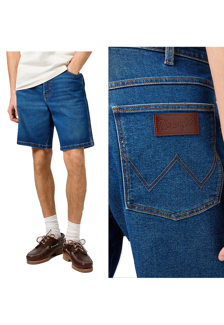 Blugi Barbati Scurti - Frontier Short - Straight Fit - Talie Media - Fermoar - Scurti - 5 Buzunare - Bumbac - Albastru - Albastru