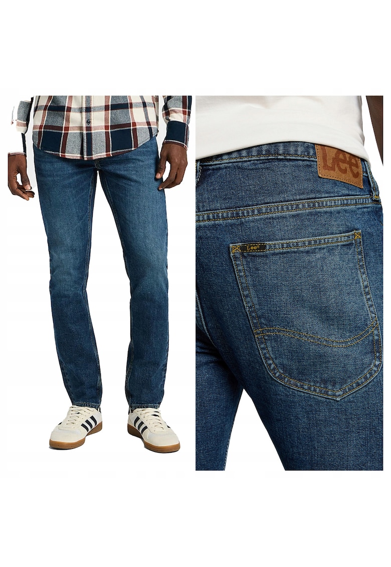 Blugi Barbati - Luke - Slim Fit - Talie Media - Fermoar - Lungi - 5 Buzunare - Bumbac - W34-L34 US - Albastru