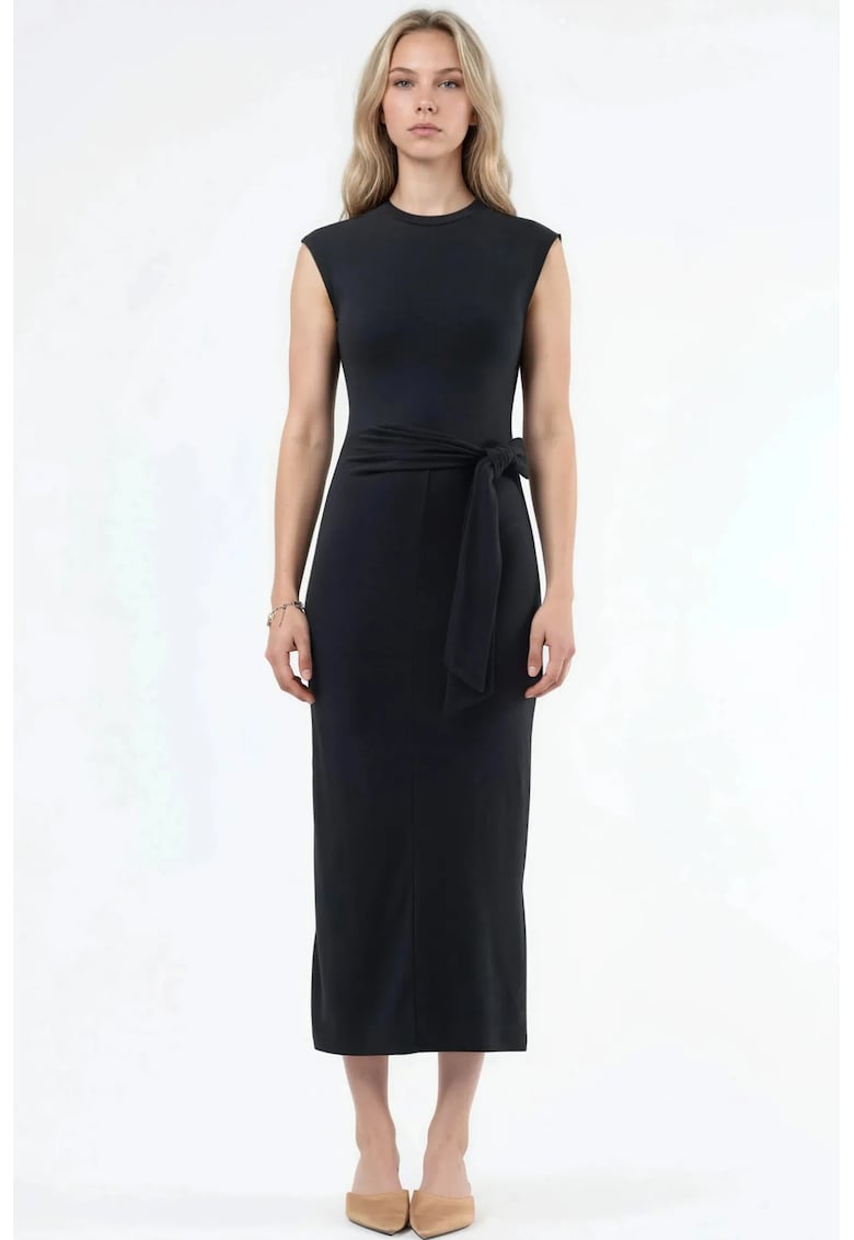 Rochie Midi detaliu elegant - negru - modal/bumbac/elastan