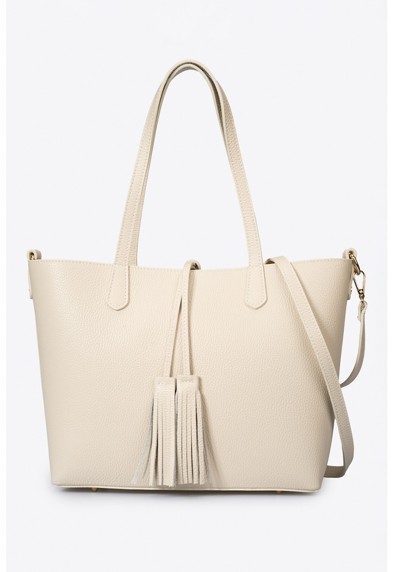 Geanta shopper cu canafi - Bej deschis