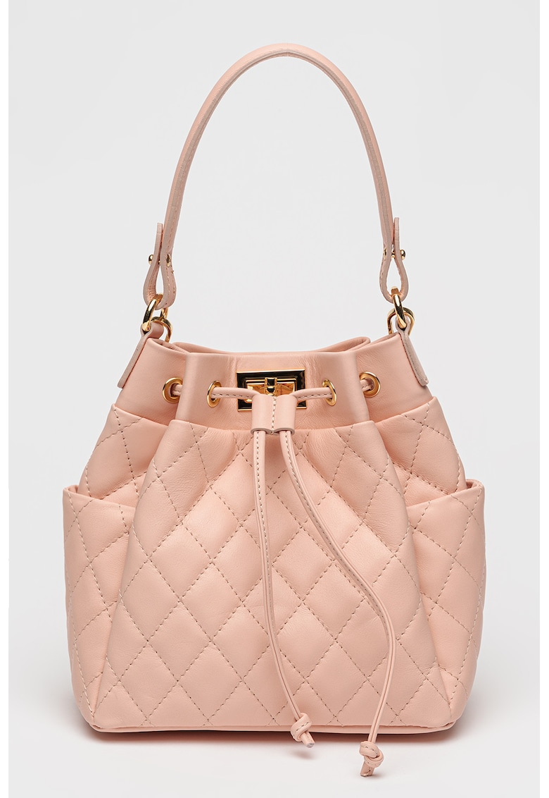 Geanta bucket de piele - Roz somon