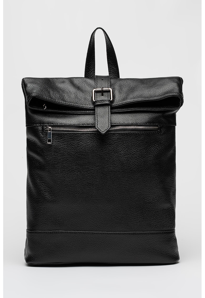 Rucsac de piele cu barete ajustabile - Negru