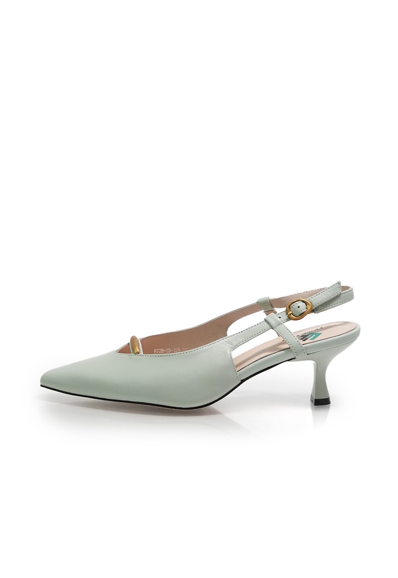Pantofi slingback din piele cu detaliu decupat - Verde