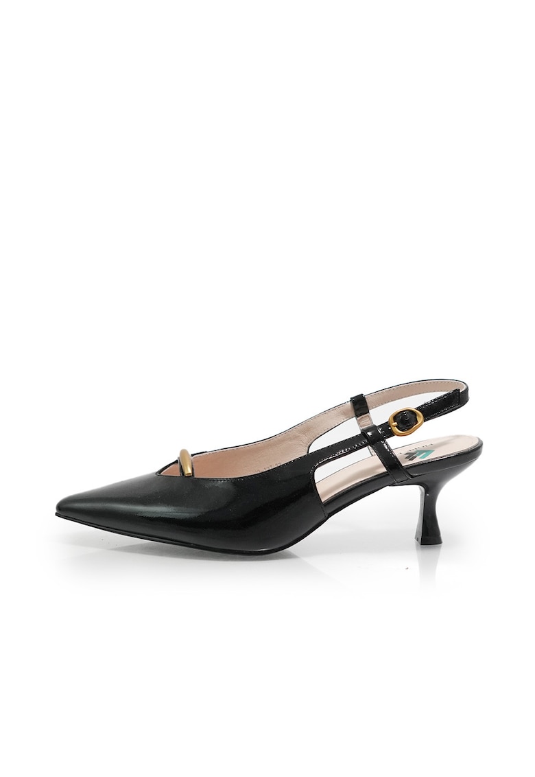 Pantofi slingback din piele lacuita - Negru