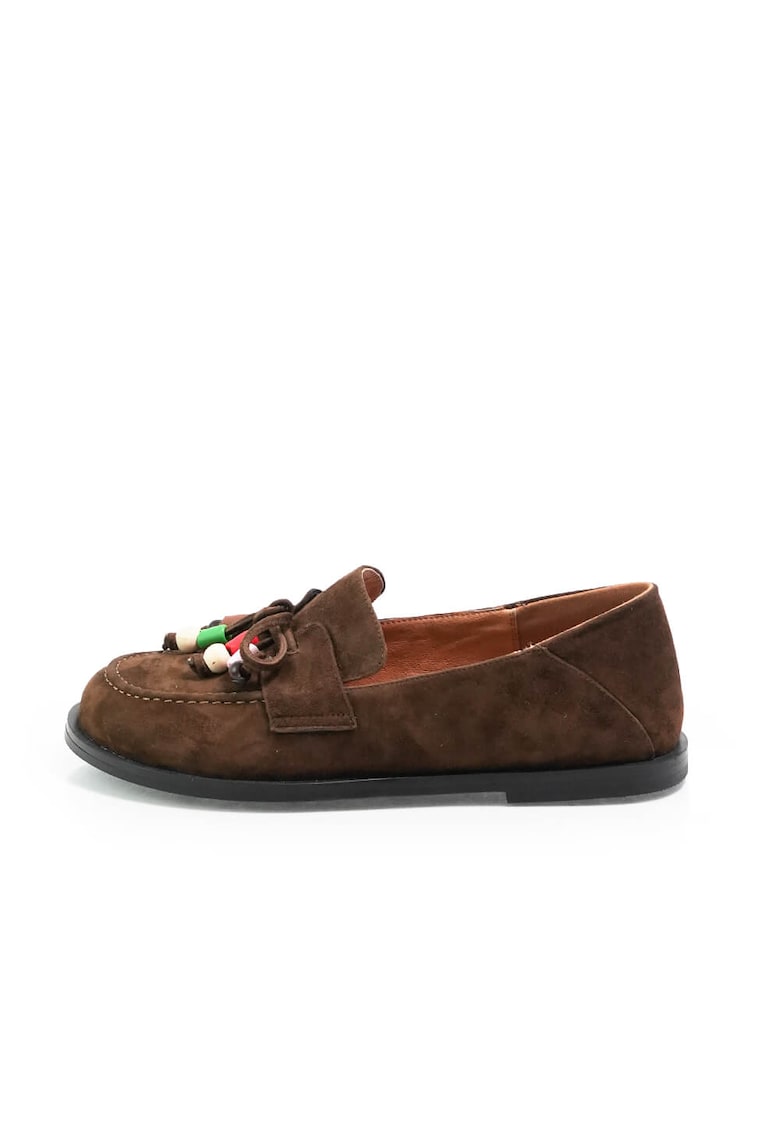 Pantofi loafer 261102 din piele intoarsa - Maro