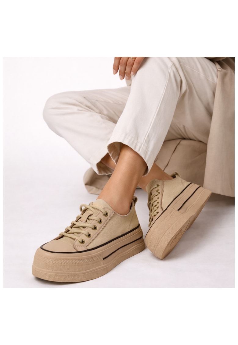 Tenisi dama - 65386 bej - piele intoarsa - Bej