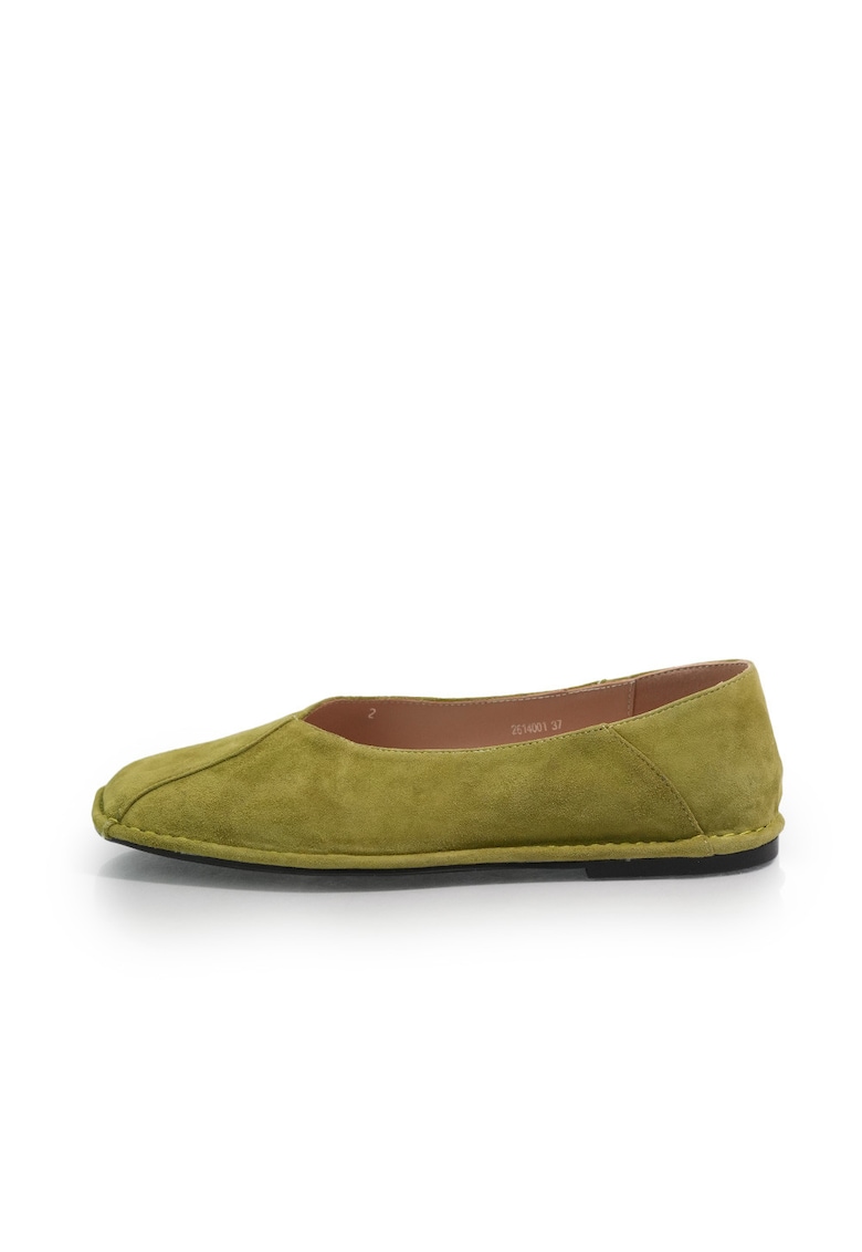 Balerini 2614001 din piele naturala intoarsa - Verde