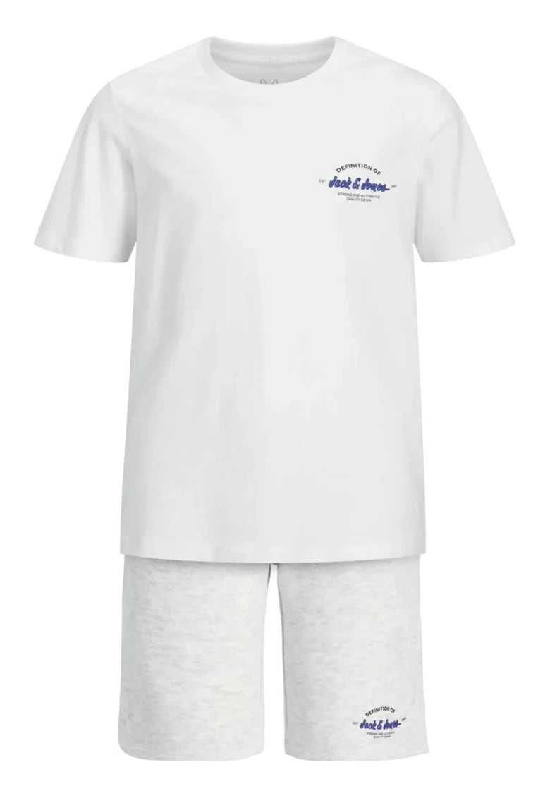 Set pantaloni scurti si tricou baieti - din bumbac - Regular fit - Alb/Gri