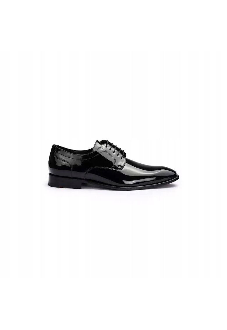 Pantofi derby barbati Leno 110 - piele naturala lacuita - negru - marimea
