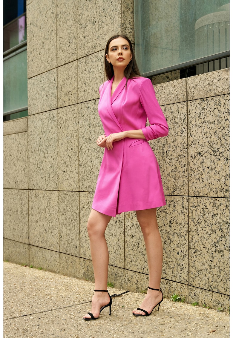 Rochie-sacou cu maneci 3/4 - Roz deschis