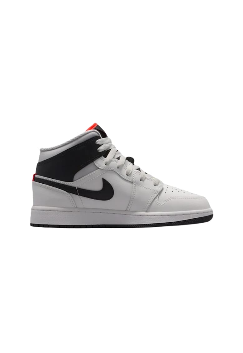 Pantofi sport copii AIR JORDAN 1 MID BG - Piele ecologica - Alb - Alb