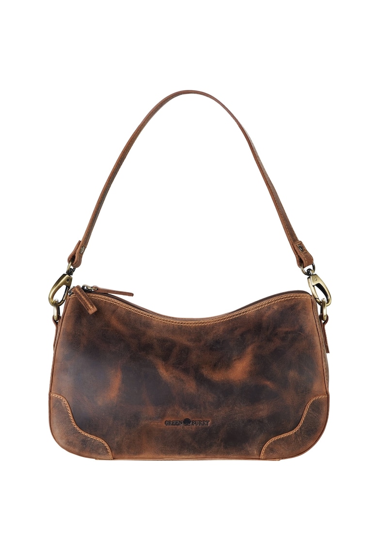 Geanta umar dama piele naturala maro antichizat 32 x 18 cm - Vintage - Maro antichizat