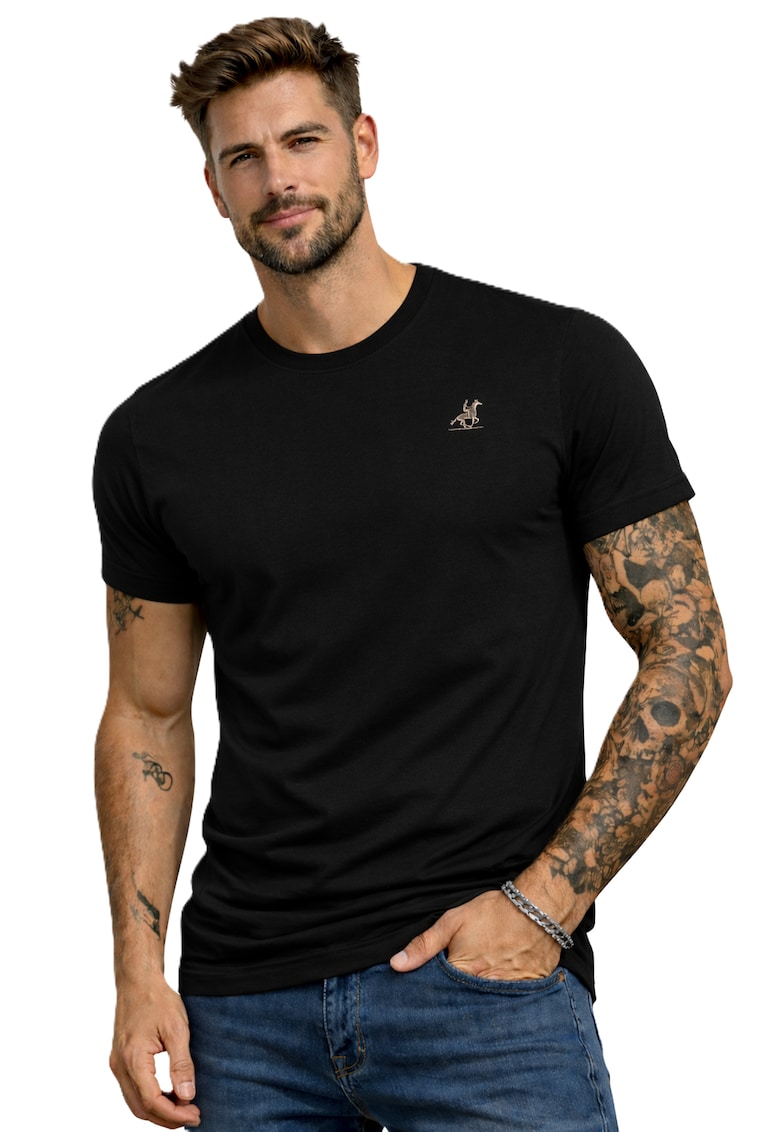 Tricou din bumbac cu decolteu la baza gatului