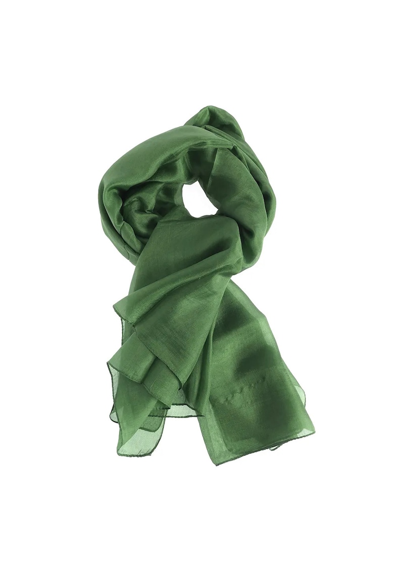 Esarfa uni din matase in nuanta verde eleganta