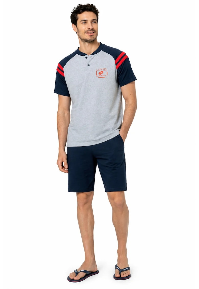 Pijama scurta cu maneci contrastante - Gri