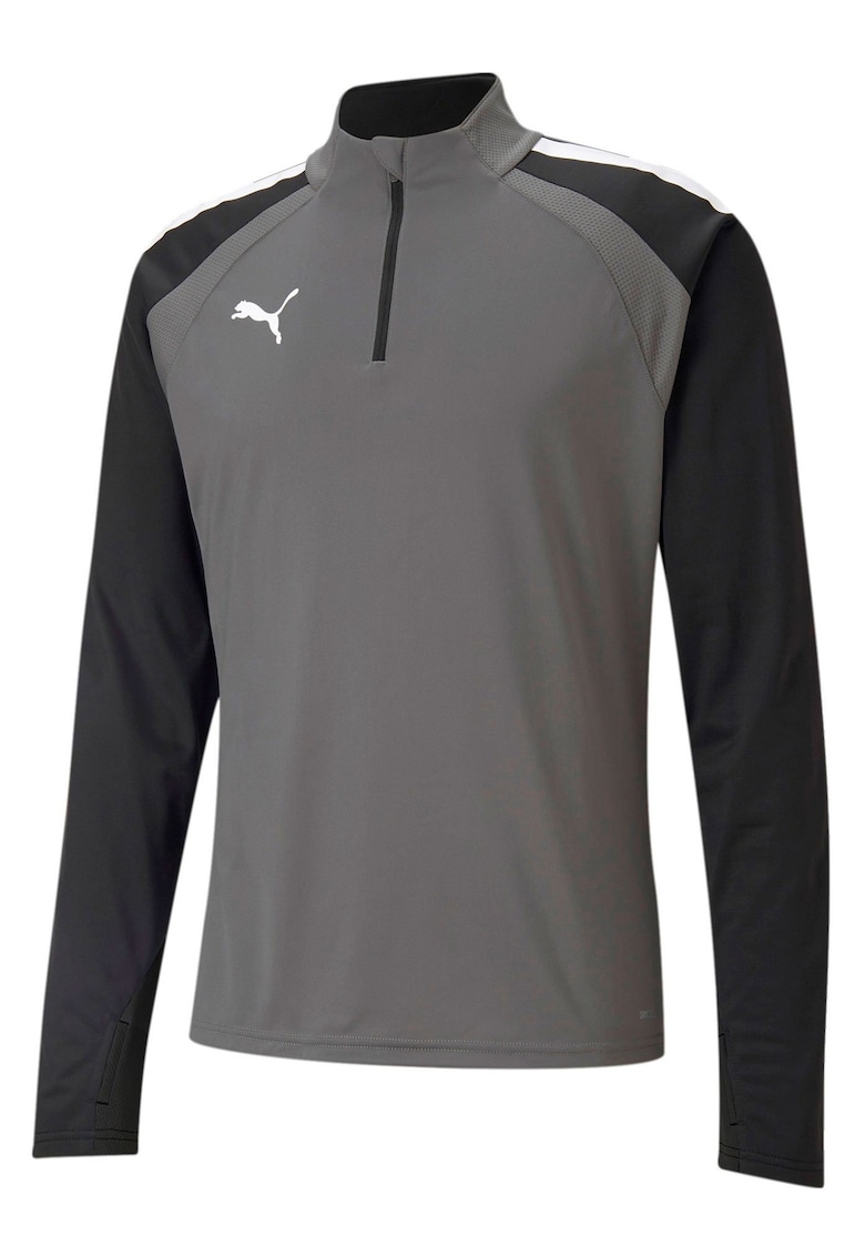 Bluza sport TEAM LIGA - gri - poliester - cu fermoar 1/4 - maneci cu orificii pentru degetul mare