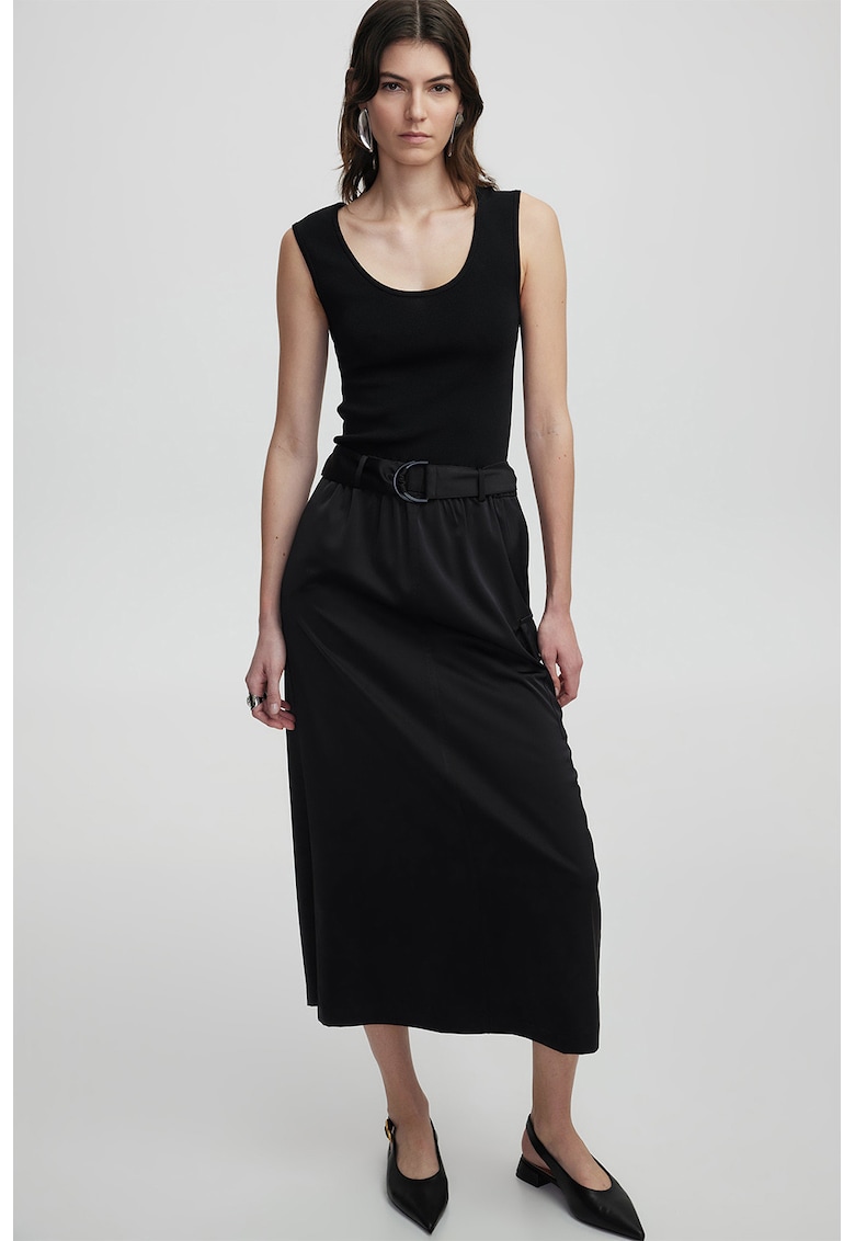 Rochie lunga cu buzunar cargo - Negru stins