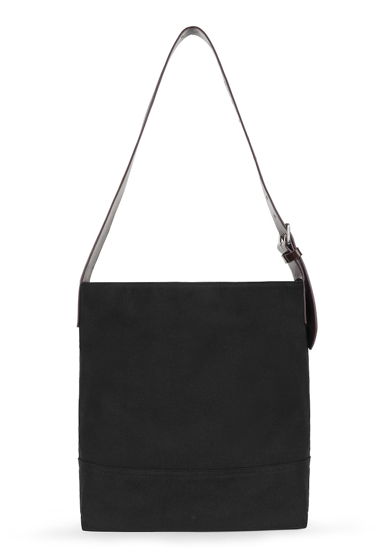 Geanta tote din panza - Maro cognac/Negru