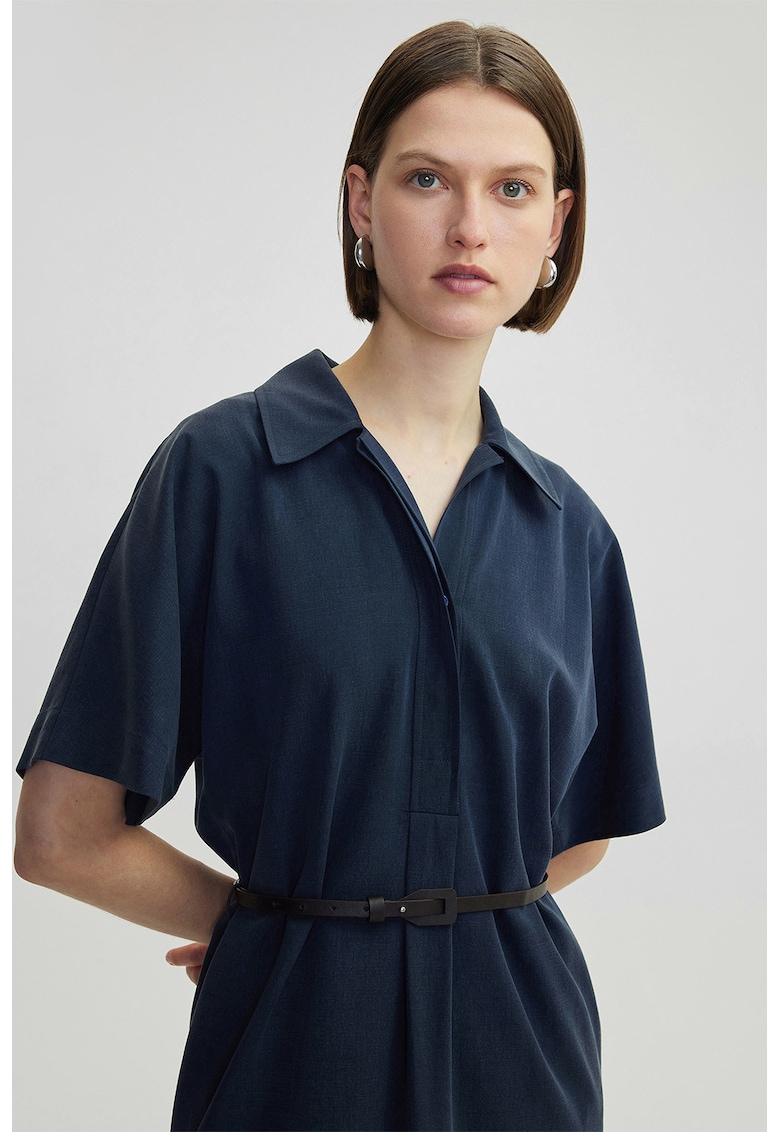 Rochie din amestec de lyocell cu buzunare laterale - Albastru ultramarin